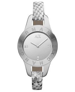 Armani Exchange Watch, Womens Gray Python Stamped Leather Strap
