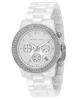 Michael Kors Watch, Womens Chronograph Runway White Ceramic Bracelet