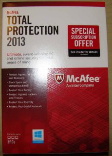 McAfee Total Protection 2013 3 PCS