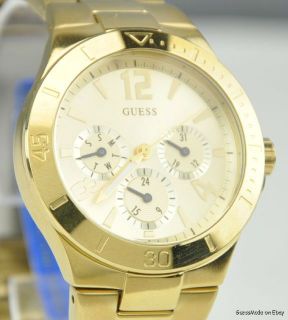 New Guess Ladies Solid Watch Gold Steel Bracellet Multifunction
