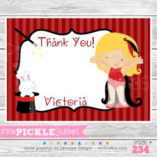 Girl #3 Personalized Birthday Party Invitation or Thank You Card 234