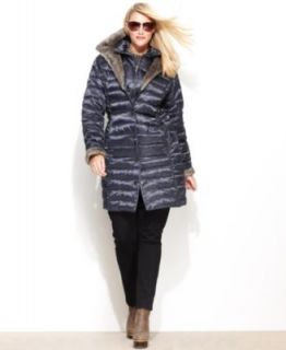 Laundry by Shelli Segal Plus Size Coat, Faux Fur Lined Hooded Puffer