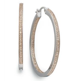 Sterling Silver Earrings, Champagne Diamond Hoop Earrings (1/2 ct. t.w