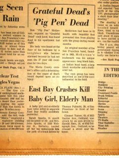   SF Examiner   PIG PEN DEAD   Ron Pigpen McKernan   GRATEFUL DEAD