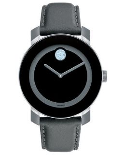 Movado Watch, Swiss Bold Large Gray Leather Strap 36mm 3600138   All