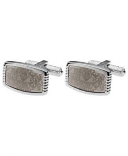 Emporio Armani Cufflinks, Stainless Steel Gray Transparent Lacquer