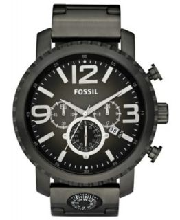 Fossil Watch, Mens Chronograph Nate Black Ion Plated Stainless Steel