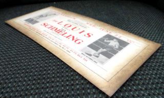 1938 Vintage Joe Lewis Max Schmeling Flyer Ad Yankee Stadium