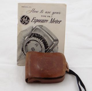 General Electric GE Light Exposure Meter Type PR 1 Brown Leather Case