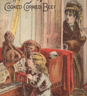 Child Monkey Piano Libby McNeill Beef Meat Trade Card