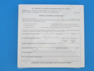 JJ Keller 651 FS L2 Medical Examiners Certificate Carbon Copy