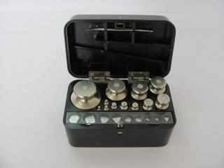 Vintage Medical Apothecary Scale Weights Set Boxed Mint