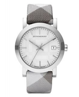 Burberry Watch, Womens Trench Smoked Degrade Check Fabric Strap 38mm