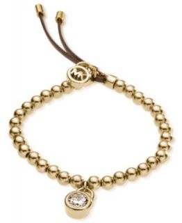 Michael Kors Bracelet, Gold Tone Luggage Leather Double Wrap Bracelet