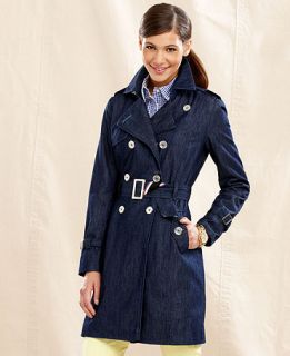Tommy Hilfiger Jacket, Long Sleeve Denim Belted Trench Coat   Womens