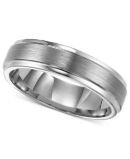 Triton Mens White Tungsten Carbide Ring, Comfort Fit Wedding Band