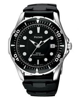 Pulsar Watch, Mens Black Polyurethane Strap PXH227