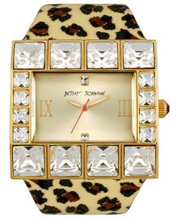 Betsey Johnson Watch, Womens Leopard Printed Patent Leather Strap
