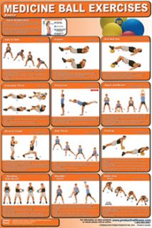 Medicine Ball Exercises Professional Fitness Gym Wall Chart Poster