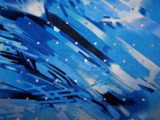 bright mediterranean blue animal print lycra stretch fabric 1 yard 18