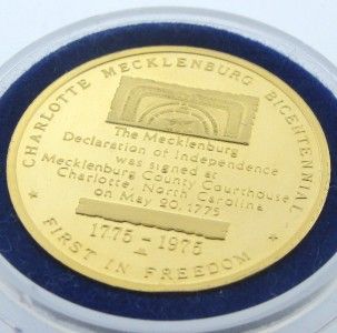22k Gold Mecklenburg Declaration Bicentennial 1775 May 20 1975 Coin