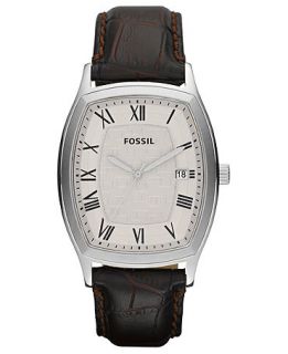 Fossil Watch, Mens Ansel Brown Embossed Leather Strap 43x38mm FS4757