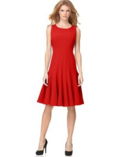 Calvin Klein Dress, Sleeveless Ruffled Cap Sleeve Red Sheath   Womens