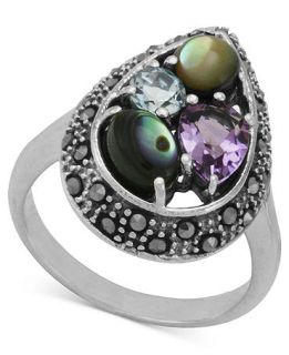 Genevieve & Grace Sterling Silver Ring, Multistone Pear Cut Ring