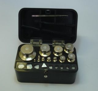 Vintage Medical Aphotecary Scale Weights Set Boxed