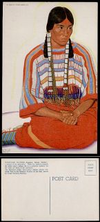 Vintage postcard WEINOLD REISS ART Blackfeet Indian Woman Great
