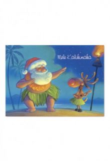 Hawaii Santa Dances Hula Mele Boxed Christmas Cards Box of 12