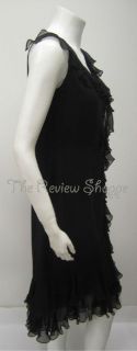 Melinda Eng 100 Silk Ruffled Cocktail Dress Black 8 Little Black Dress