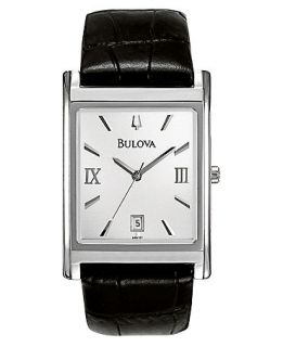 Bulova Watch, Mens Black Leather Strap 45mm 96B107   All Watches