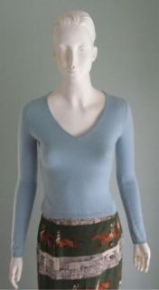 Mint Baby Blue Mendocino 100 Cashmere V Neck Pullover Sweater XS