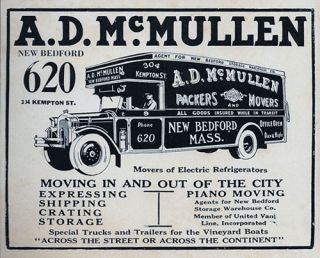 McMullen Movers Delivery Truck New Bedford MA 1937 Antique Ad Shipping