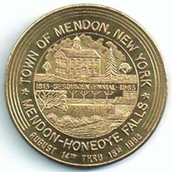VINTAGE 1963 MENDON HONEOYE FALLS,NEW YORK GOOD FOR 50 CENTS GILT