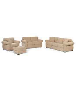 Devon Fabric Living Room Furniture, 4 Piece Set (Queen Sleeper Sofa