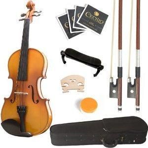 Mendini 1/2 MV400 Ebony Fitted Solid Wood Violin, Accessories, Frayed