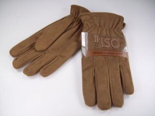 Isotoner Mens Winter Gloves Tan Microfiber Sz L ISO $40 Faux Suede