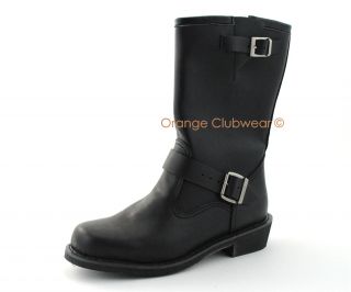 Engineer Boot Mens Motorcycle Biker Leather Calf Boots Shoes