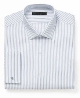 Geoffrey Beene Dress Shirt, Slim Fit Blue and White Striped Long