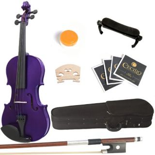New Mendini 4 4 MV Purple Solid Wood Purple Violin Hard Case Shoulder