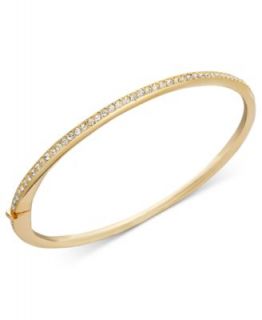 Vince Camuto Bracelet, Gold Tone Glass Crystal Pave Thin Hinged Bangle