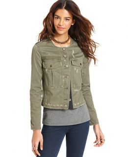 Free People Jacket, Cropped Distressed Military Twill   Womens Jackets