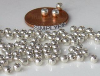 3mm Handcrafted Round Sterling Silver Beads 50