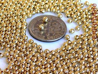 3mm Round Gold Plated Corrugated Metal Beads 100