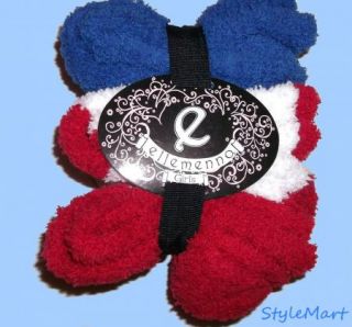 New Girls Ellemenno Fluffy Soft Crew Socks 3 Pair 5 6 Red White Blue