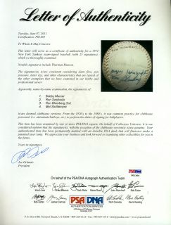 1972 Yankees Signed by 25 Team Baseball PSA DNA Thurman Munson