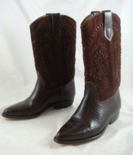Vintage Womens Seychelles Mexican Suede Reptile Leather Western Boots