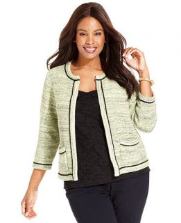 Style&co. Plus Size Jacket, Three Quarter Sleeve Tweed   Plus Sizes